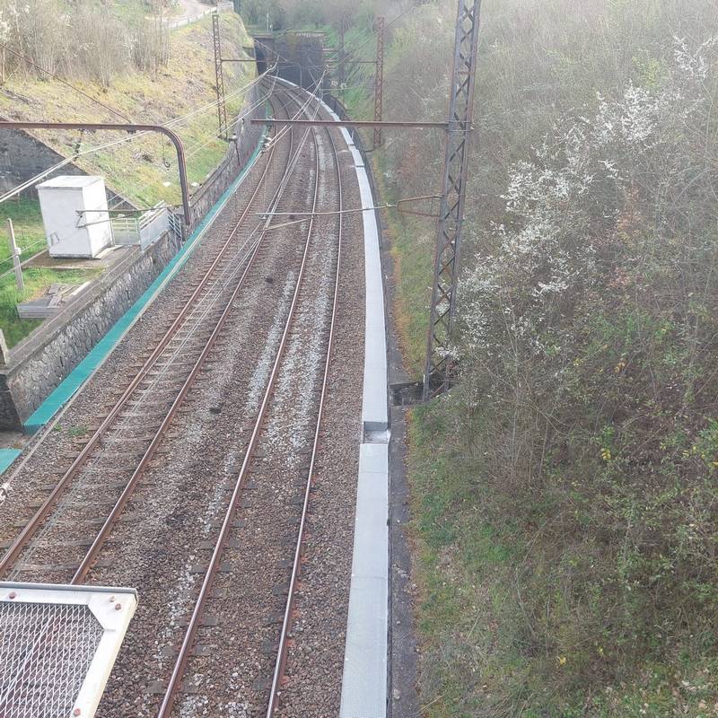 Gitterrost entlang der Bahnstrecke